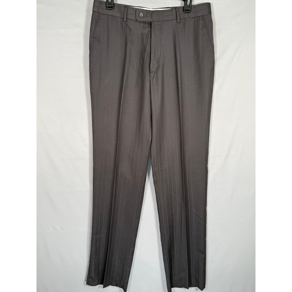 Pedrini Venezia Mens Charcoal Gray Wool Blend Dress Pants 32x33 Raw Hem Z3310-2B